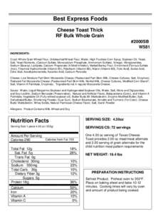 ZARTIC/Z-BIRD NUTRITIONAL INFORMATION SHEET