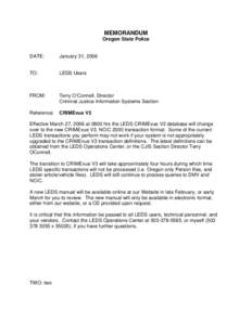 MEMORANDUM Oregon State Police DATE:  January 31, 2006