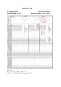 ROZKŁAD ZAJĘĆ w semestrze letnim Rok akademickiUWAGA!!! IB - budynek Instytutu Biologii, ul. Prusa 12