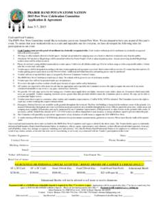PRAIRIE BAND POTAWATOMI NATION 2015 Pow Wow Celebration Committee Application & Agreement June 5-7, 2015  Craft and Food Vendors: