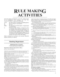 RULE MAKING ACTIVITIES Each rule making is identified by an I.D. No., which consists of 13 characters. For example, the I.D. No. AAM[removed]E indicates the following: