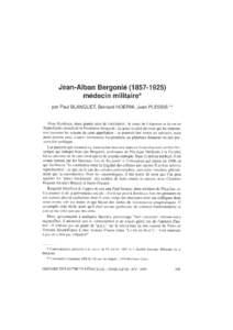 Jean-Alban Bergonié ([removed]médecin militaire* par Paul BLANQUET, Bernard HOERNI, Jean PLESSIS