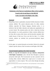 立法會 CB[removed])號文件 LC Paper No. CB[removed]Hong Kong Unison Limited 香 港 融 樂 會 有 限公司 Submissions to the Panel on Constitutional Affairs of the Legislative