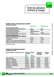 Transferts en EUR au Luxembourg et dans la zone SEPA 2) (Tarifs valables à partir du[removed]Support papier  Support électronique