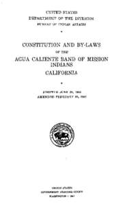 Constitution and Bylaws of the Agua Caliente Band of Mission Indians