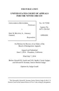 FOR PUBLICATION  UNITED STATES COURT OF APPEALS FOR THE NINTH CIRCUIT  GHOLAMREZA BOJNOORDI,