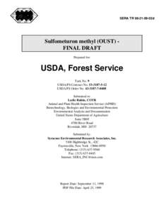 SERA TR[removed]02d  Sulfometuron methyl (OUST) FINAL DRAFT Prepared for:  USDA, Forest Service