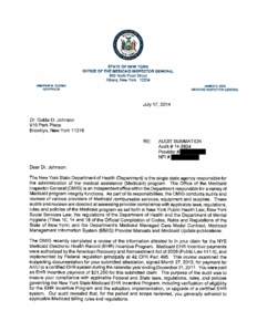 STATE OF NEW YORK OFFICE OF THE MEDICAID INSPECTOR GENERAL 800 North Pearl Street Albany, New York[removed]ANDREW M. CUOMO GOVERNOR