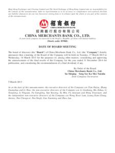 Hong Kong Exchanges and Clearing Limited and The Stock Exchange of Hong Kong Limited take no responsibility for the contents of this announcement, make no representation as to its accuracy or completeness and expressly d