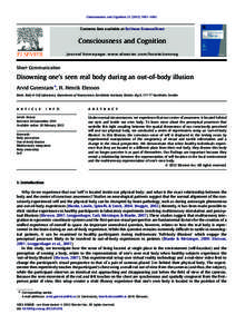 Consciousness and Cognition[removed]–1042  Contents lists available at SciVerse ScienceDirect Consciousness and Cognition journal homepage: www.elsevier.com/locate/concog