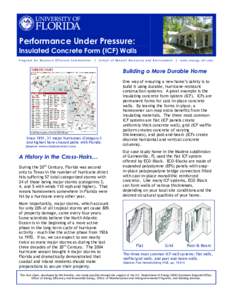 Performance Under Pressure: Insulated Concrete Form (ICF) Walls Program for Resource Efficient Communities | School of Natural Resources and Environment | www.energy.ufl.edu