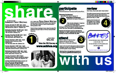 SYSTEM PARTNERS MEETING for County and other Public Service Agency Employees Monday, December 10, [removed]4pm) Behavioral Health Care Services – Alameda Room 2000 Embarcadero Cove, Sui te 400 (Oakland, CA)