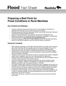 Preparing a Beef Farm for Flood Conditions in Rural Manitoba Key Contacts and Websites • • •