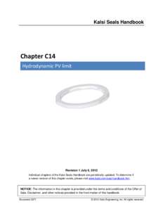 Kalsi Seals Handbook  Chapter C14 Hydrodynamic PV limit  Revision 1 July 6, 2012