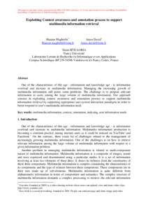 This paper is a pre-print version presented at the ISKO UK 2009 conference, 22-23 June, prior to peer review and editing. For published proceedings see special issue of Aslib Proceedings journal. Exploiting Context aware