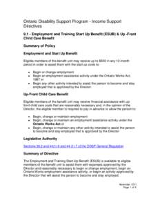 Ontario Disability Support Program - Income Support Directives