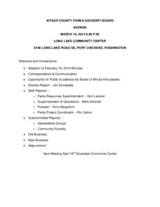 Kitsap County Parks Advisory Board Agenda March 2014