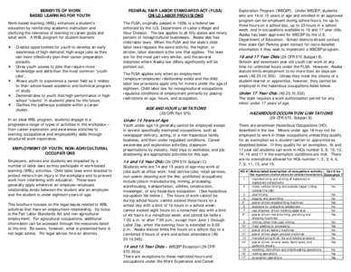 Child labor in the United States / Macroeconomics / Labour relations / Industrial relations / Management / Fair Labor Standards Act / Child labor laws in the United States / Wage and Hour Division / Child labour / Minimum wage / Human resource management / Employment compensation