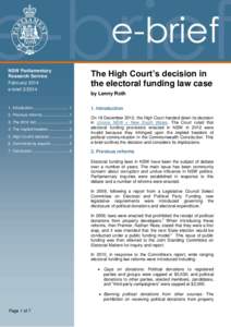 NSW Parliamentary Research Service February 2014 e-brief[removed]The High Court’s decision in