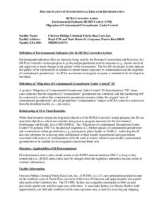 Documentation of Environmental Indicator Detrmination - Chevron Phillips Chemical Puerto Rico Core, Inc. - Guayama, Puerto Rico