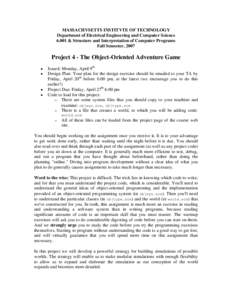 Project 4 - The Object-Oriented Adventure Game