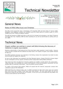 December 2008 Number 61 Technical Newsletter  General News