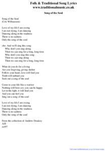 Folk & Traditional Song Lyrics - Song of the Soul