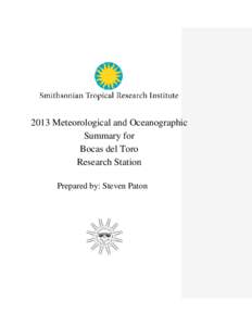 [removed]Meteorological and Oceanographic Summary for Bocas del Toro Research Station