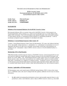 Documentation of Environmental Indicator Determination - Chevron, Inc., Glenham, New York