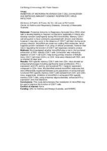 Cell Biology & Immunology SIG: Poster Session TP-043 INHIBITION OF MICRORNA REVERSES CD8 T CELL EXHAUSTION AND IMPROVES IMMUNITY AGAINST RESPIRATORY VIRUS INFECTION