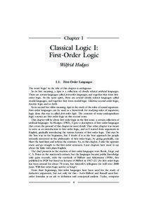 Classical Logic I: First-Order Logic  Chapter 1