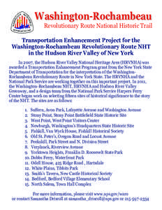 Washington-Rochambeau  Revolutionary Route National Historic Trail Transportation Enhancement Project for the Washington-Rochambeau Revolutionary Route NHT