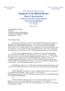 Letter to Chairman Fred Upton from Ranking Member Henry A. Waxman (June 18, 2014)