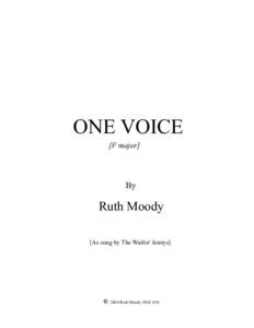 ONE VOICE [F major] By  Ruth Moody
