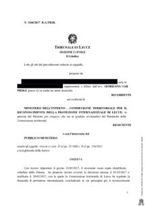 NR.G.TRIB.  TRIBUNALE DI LECCE SEZIONE I CIVILE Il Giudice Letti gli atti del procedimento indicato in epigrafe,