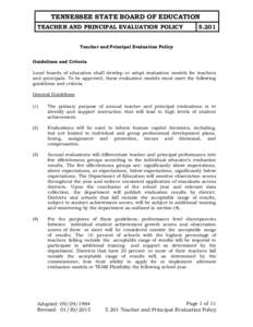 TENNESSEE STATE BOARD OF EDUCATION TEACHER AND PRINCIPAL EVALUATION POLICYTeacher and Principal Evaluation Policy