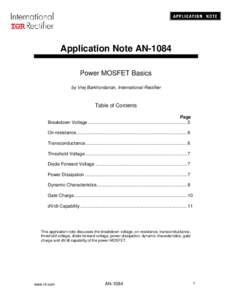 Application Note AN-1084 Power MOSFET Basics by Vrej Barkhordarian, International Rectifier