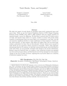 Trade Shocks, Taxes, and Inequality† Douglas L. Campbell  New Economic School  Lester Lusher