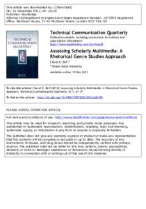 This article was downloaded by: [Cheryl Ball] On: 21 December 2011, At: 10:18 Publisher: Routledge Informa Ltd Registered in England and Wales Registered Number: Registered office: Mortimer House, 37-41 Mortimer 