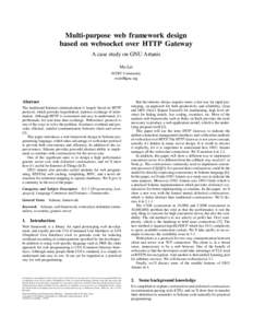 Multi-purpose web framework design based on websocket over HTTP Gateway A case study on GNU Artanis Mu Lei SZDIY Community 