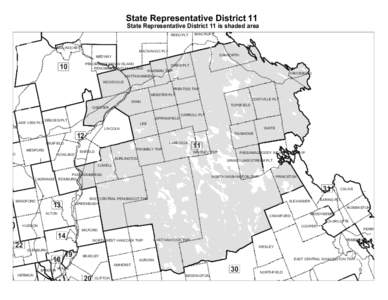 State Representative District 11  State Representative District 11 is shaded area REED PLT  MILLINOCKET