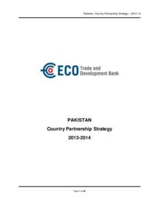 Pakistan, Country Partnership Strategy – [removed]PAKISTAN Country Partnership Strategy[removed]