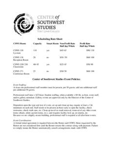 Microsoft Word - Center of Southwest Studies Scheduling Rate Sheet _2_.docx