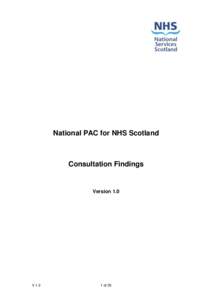 National PAC for NHS Scotland  Consultation Findings Version 1.0