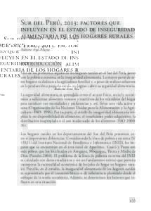Sur del Perú, 2013: factores que influyen en el estado de inseguridad alimentaria de los hogares rurales Sur del Perú, 2013: factores que influyen en el estado de inseguridad alimentaria de los hogares rurales