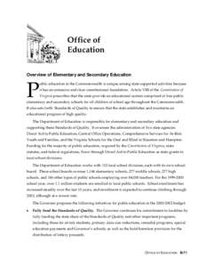 Office of Education Overview of Elementary and Secondary Education P