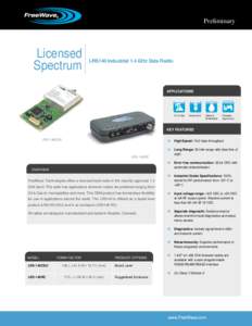Preliminary  Licensed Spectrum  LRS140 Industrial 1.4 GHz Data Radio