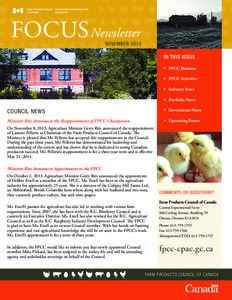 focus Newsletter  NOVEMBER 2013 In This Issue •	 FPCC Business