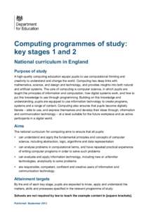 National Curriculum - Computing key stages 1 to 2