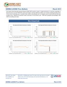 SIERRA LEONE Price Bulletin  March 2015 The Famine Early Warning Systems Network (FEWS NET) monitors trends in staple food prices in countries vulnerable to food insecurity. For each FEWS NET country and region, the Pric